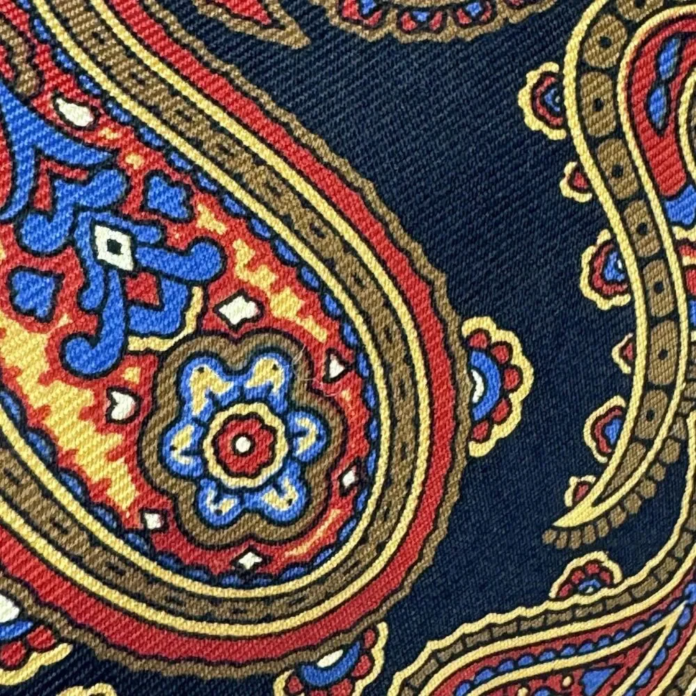 Liberty of‎ London Tie Mens Silk Paisley Black Red Gold Classic Necktie Made USA